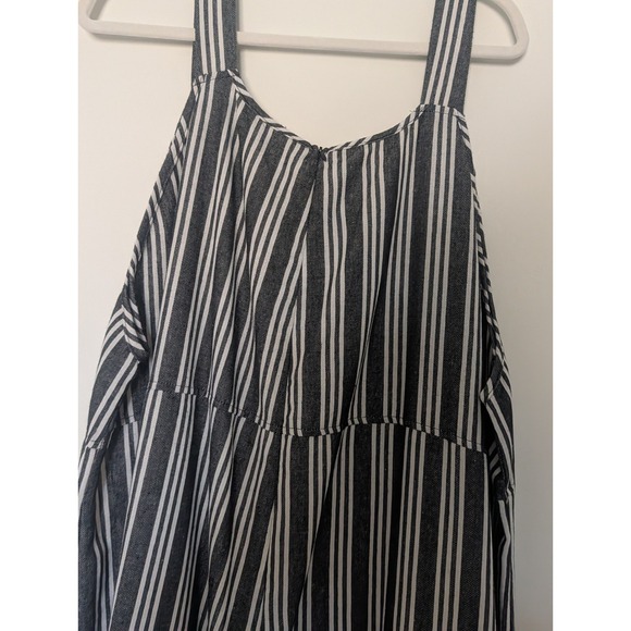 Bloomchic Womens 22-24 Black White Striped Oversized Jumpsuit w/ Pockets - Picture 6 of 7